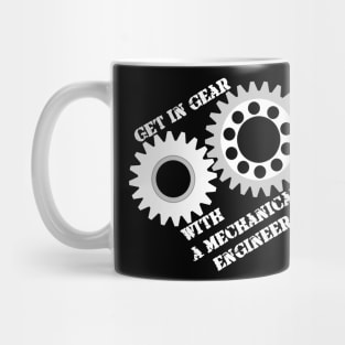 Get In Gear White Text Mug